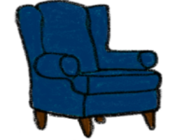 blue armchair